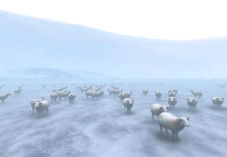 Gameplay screenshot of Crazy Cattle 3D showing tractor herding cattle